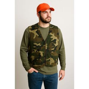 Vintage Reversible Hunting Vest Men XL Camo Blaze‎ Orange Outdoor